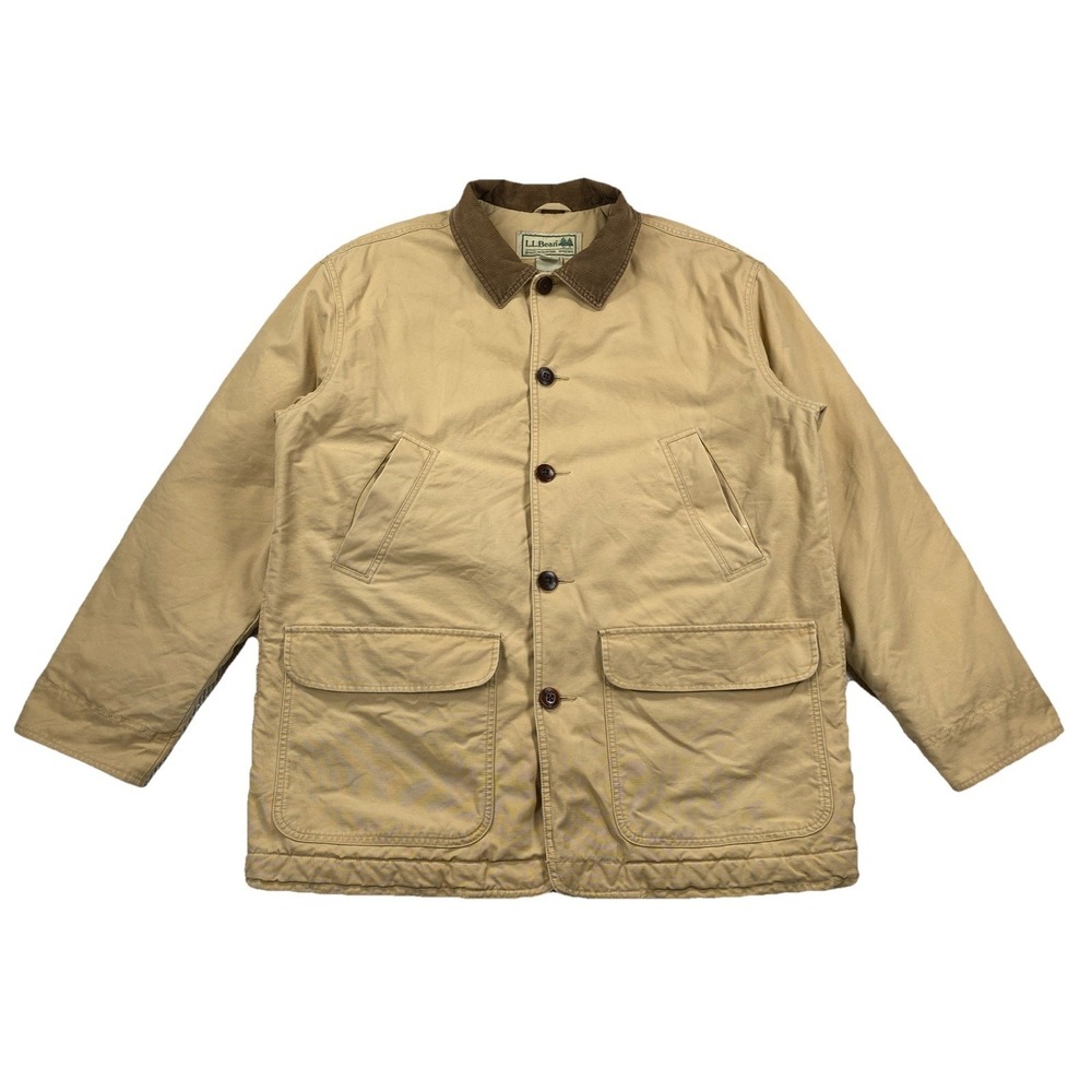 L.L. Bean Canvas Chore Coat Men's Large Corduroy Collar Button Up